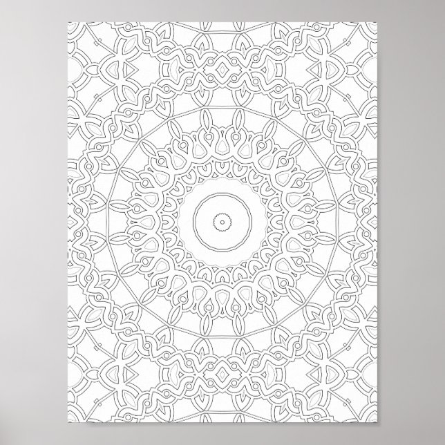 Interlocking Loopwork Coloring Page Pattern Art Poster (Front)