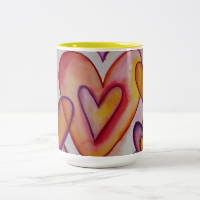 Interlocking Love Hearts Custom Coffee Mugs (Center)