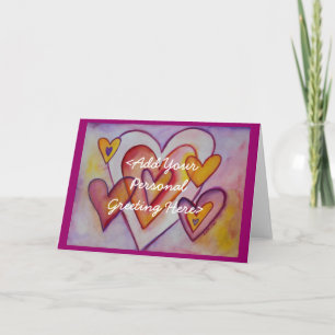 Interlocking Love Hearts Custom Greeting Cards