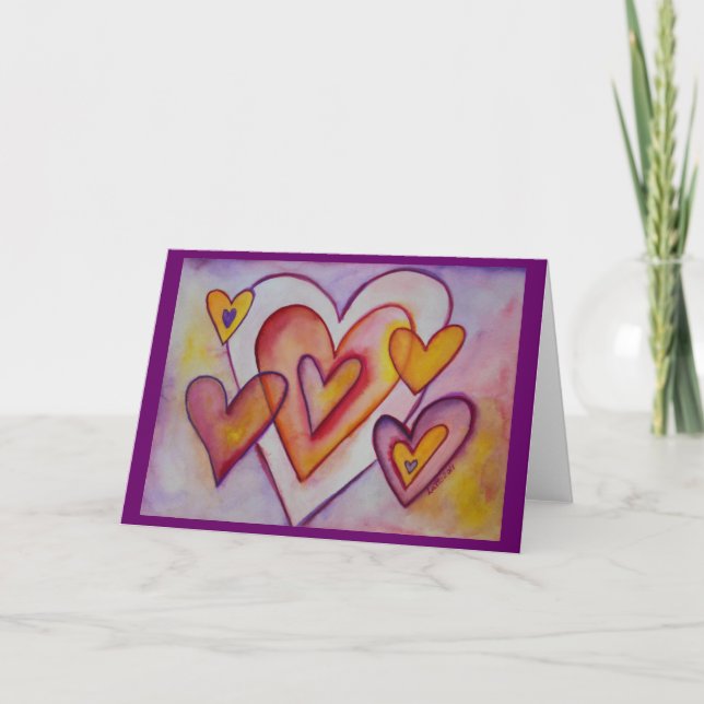 Interlocking Love Hearts Custom Greeting Cards (Front)