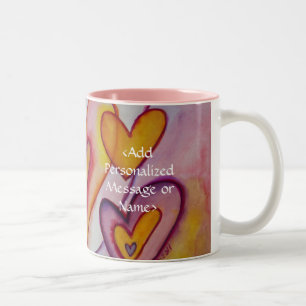 Interlocking Love Hearts Personalised Custom Mugs
