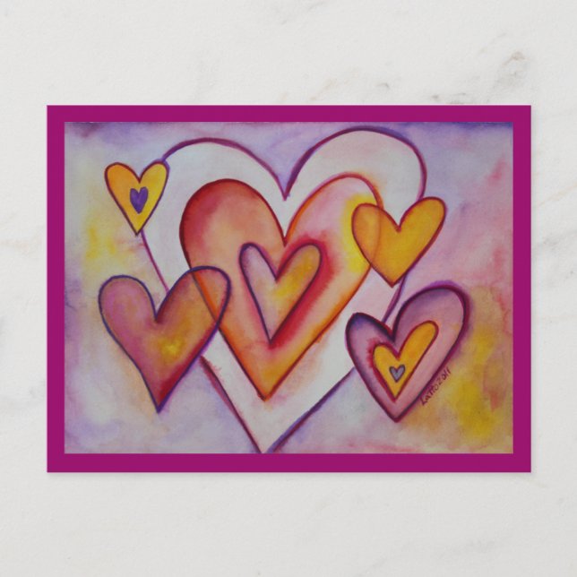 Interlocking Love Hearts Personalised Postcards (Front)