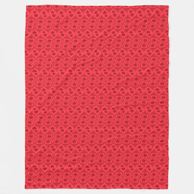 Interlocking Red Hearts Optical Pattern Fleece Blanket (Front)
