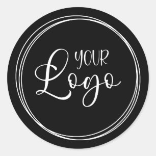 Interlocking Rings for Your Business Logo Black Classic Round Sticker