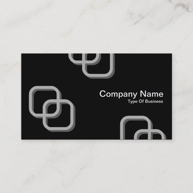Interlocking Squares 3d - Grey on Black Business Card (Front)
