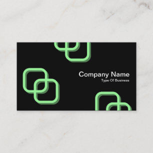 Interlocking Squares 3d - Mint Green on Black Business Card