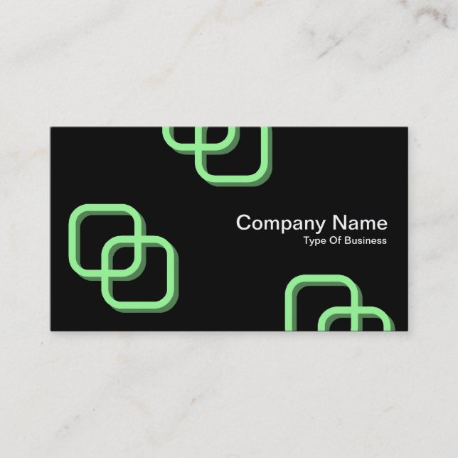 Interlocking Squares 3d - Mint Green on Black Business Card (Front)