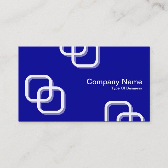 Interlocking Squares 3d - White on Blue 000099 Business Card (Front)