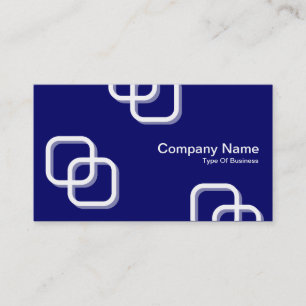 Interlocking Squares 3d - White on Deep Navy Business Card