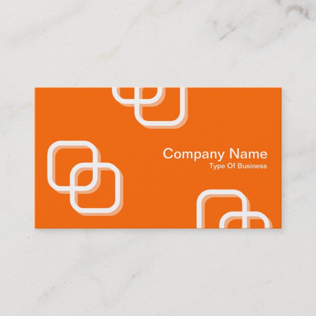 Interlocking Squares 3d - White on Orange Business Card (Front)