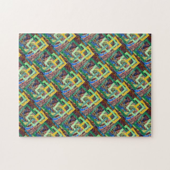 Interlocking Squares Abstract Jigsaw Puzzle (Horizontal)