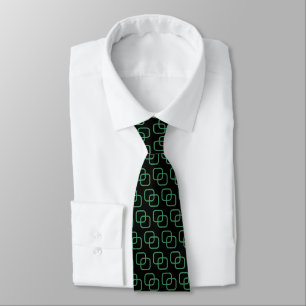 Interlocking Squares - Army Green on Black Tie