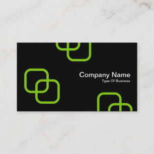 Interlocking Squares - Martian Green on Black Business Card