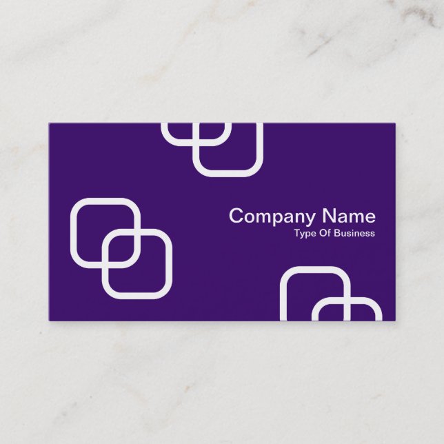 Interlocking Squares - White on Deep Purple Business Card (Front)