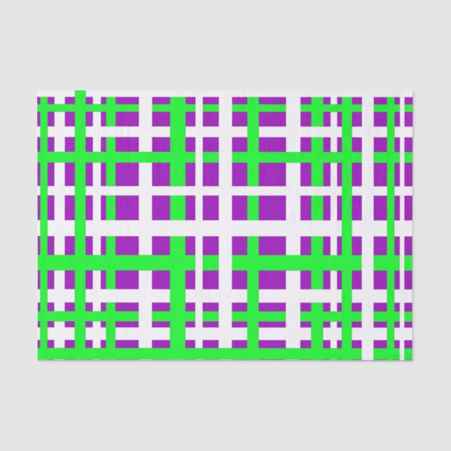 Interlocking Stripes Black Green Purple Tissue Paper (Front)