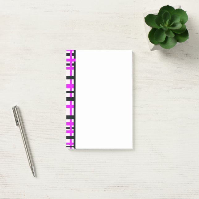 Interlocking Stripes Black White Pink Post-it Notes (Office)