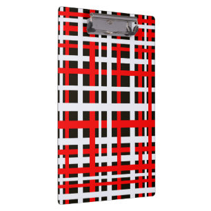 Interlocking Stripes Black White Red Clipboard