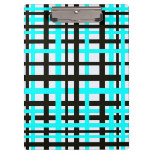 Interlocking Stripes Black White Teal Clipboard