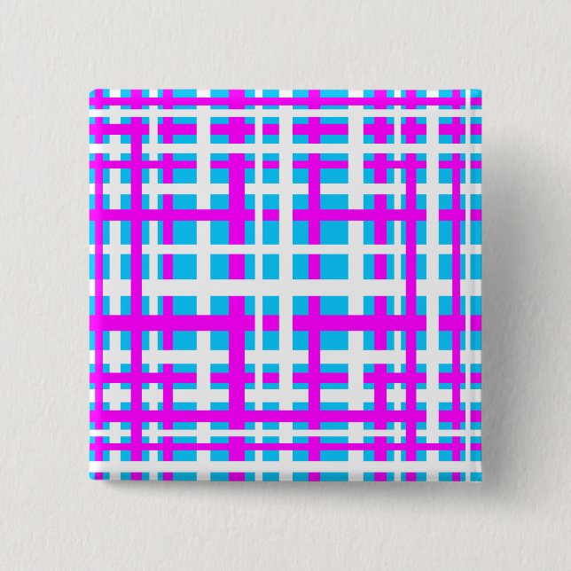 Interlocking Stripes White Pink Light Blue 15 Cm Square Badge (Front)