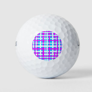 Interlocking Stripes White Pink Light Blue Golf Balls