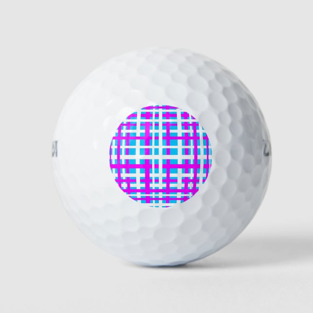 Interlocking Stripes White Pink Light Blue Golf Balls (Front)