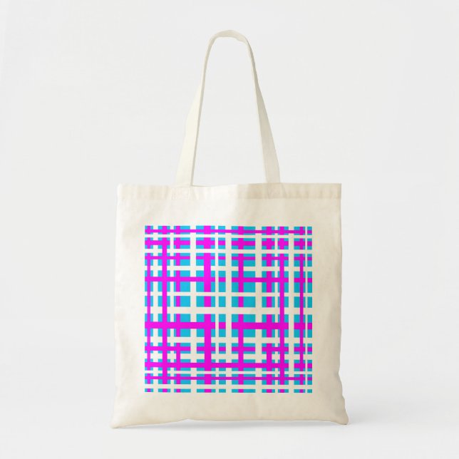 Interlocking Stripes White Pink Light Blue Tote Bag (Front)