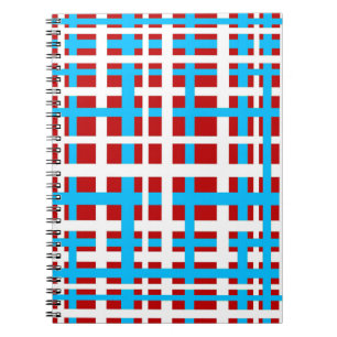 Interlocking Stripes White Red Light Blue Notebook