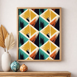 Interlocking Triangles with Brush Stroke Accents Poster