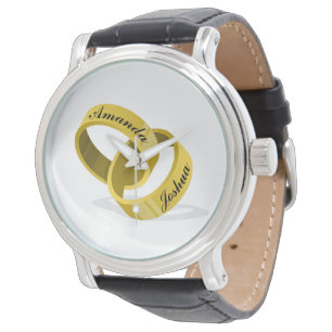 Interlocking Wedding Rings - Engraved custom Names Watch