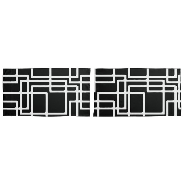 Interlocking White Squares Artistic Design Pillowcase (Front-Set)