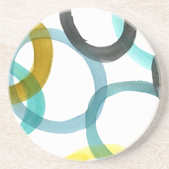 Interlocking Yellow & Blue Circles Coaster (Front)