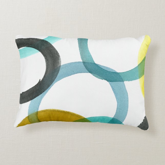 Interlocking Yellow & Blue Circles Decorative Cushion (Back)