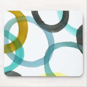 Interlocking Yellow & Blue Circles Mouse Pad