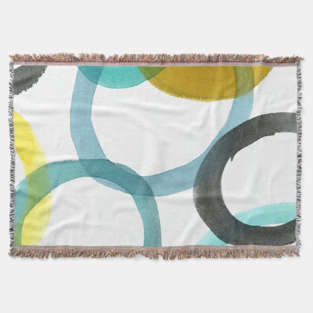 Interlocking Yellow & Blue Circles Throw Blanket (Front)