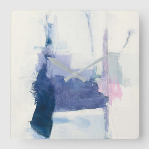 Interlude   Abstract In Blue Square Wall Clock