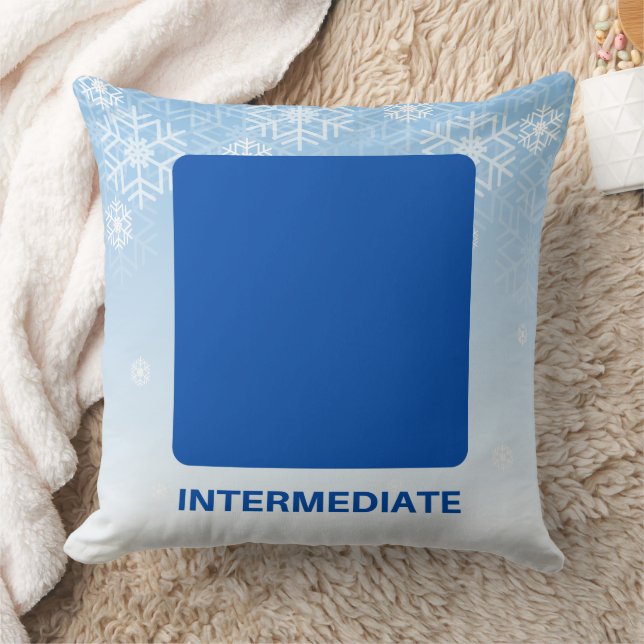Intermediate Skier Blue Square Trail Sign Cushion (Blanket)