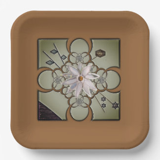 "Intermingle" (9" Square Wedding) Paper Plate set