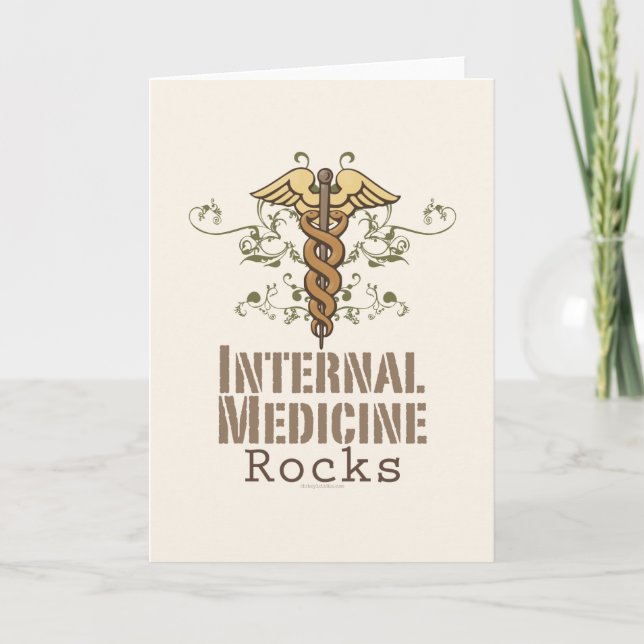 Internal Medicine Rocks Caduceus Greeting Card (Front)