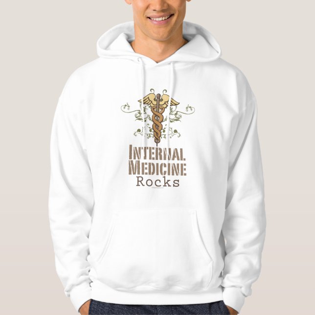 Internal Medicine Rocks Caduceus Hooded Sweatshirt (Front)