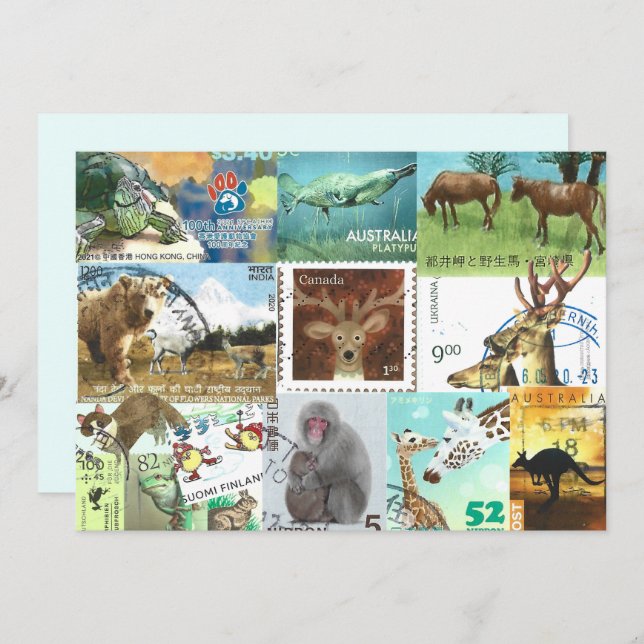 International Animal Postage Stamp Collage (Front/Back)