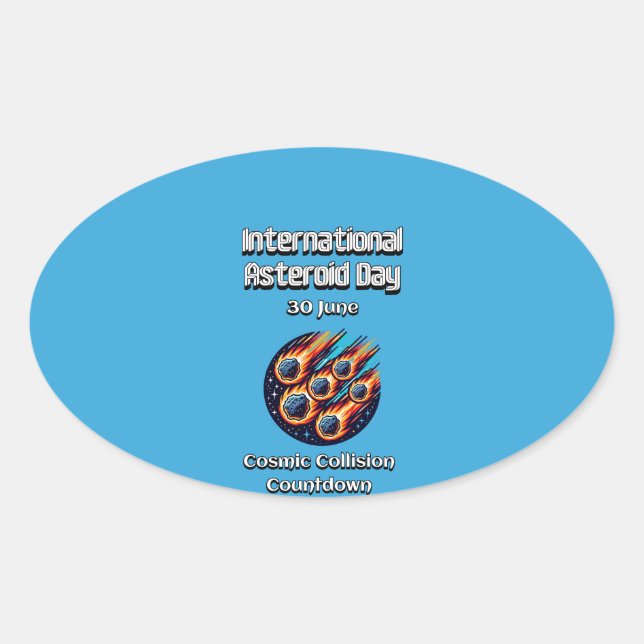 International Asteroid Day. Oval Sticker (Front)