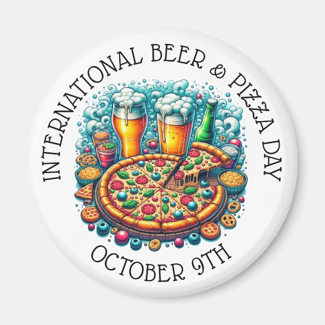 International Beer and Pizza Day October 9th Magnet (Front)