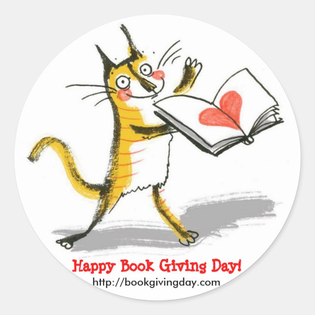 International Book Giving Day sticker (round) (Front)