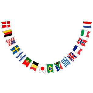 International bunting flag garland on a string