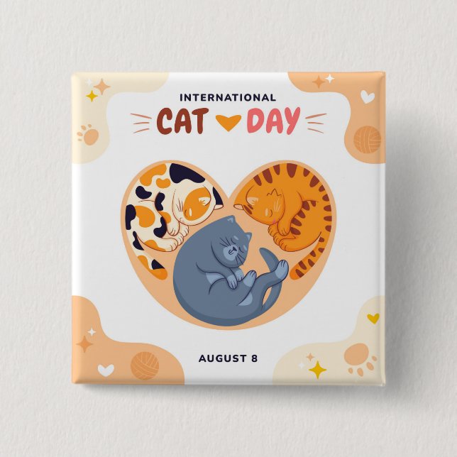 International Cat Day  15 Cm Square Badge (Front)