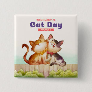 International Cat Day  15 Cm Square Badge