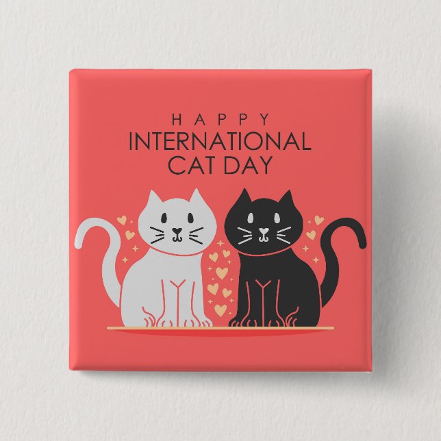 International Cat Day  15 Cm Square Badge (Front)