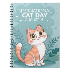 International Cat Day Cute Whimsical Cat Art Notebook