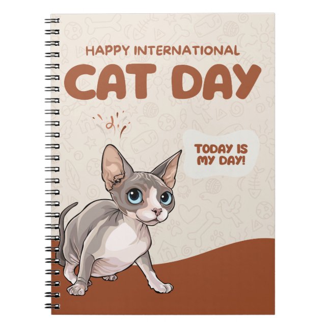 International Cat Day Sphynx Celebration Art Notebook (Front)