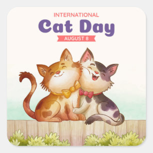 International Cat Day Square Sticker